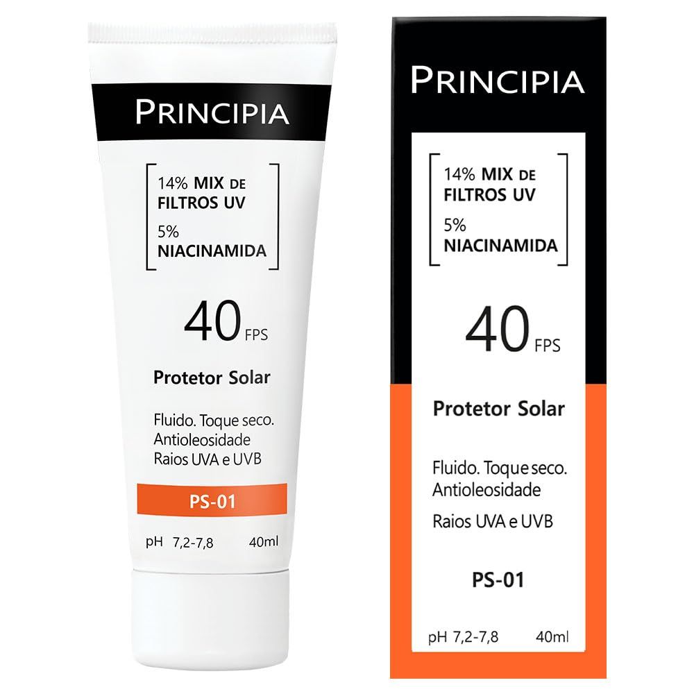 Protetor Solar Facial Principia 14% Mix de Filtros UV + 5% Niacinamida FPS 40 PS-01 com 40ml
