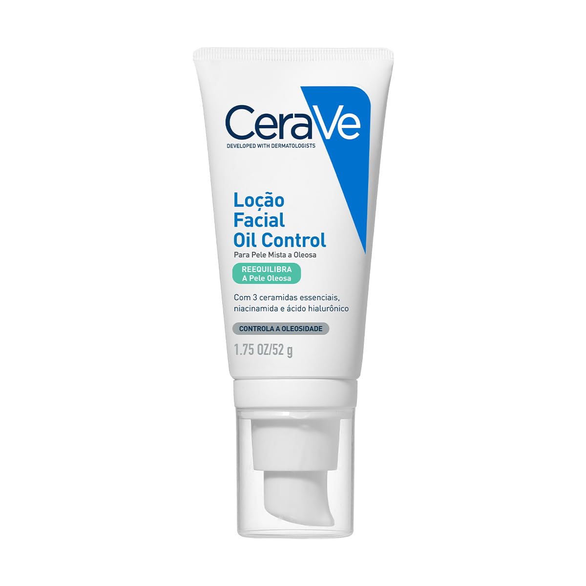 CeraVe Loção Facial Hidratante Oil Control para Pele Mista a Oleosa, Com 3 Ceramidas Essenciais, Ácido Hialurônico e Niacinamida, Hidratação Prolongada e Acabamento Matte, 52g