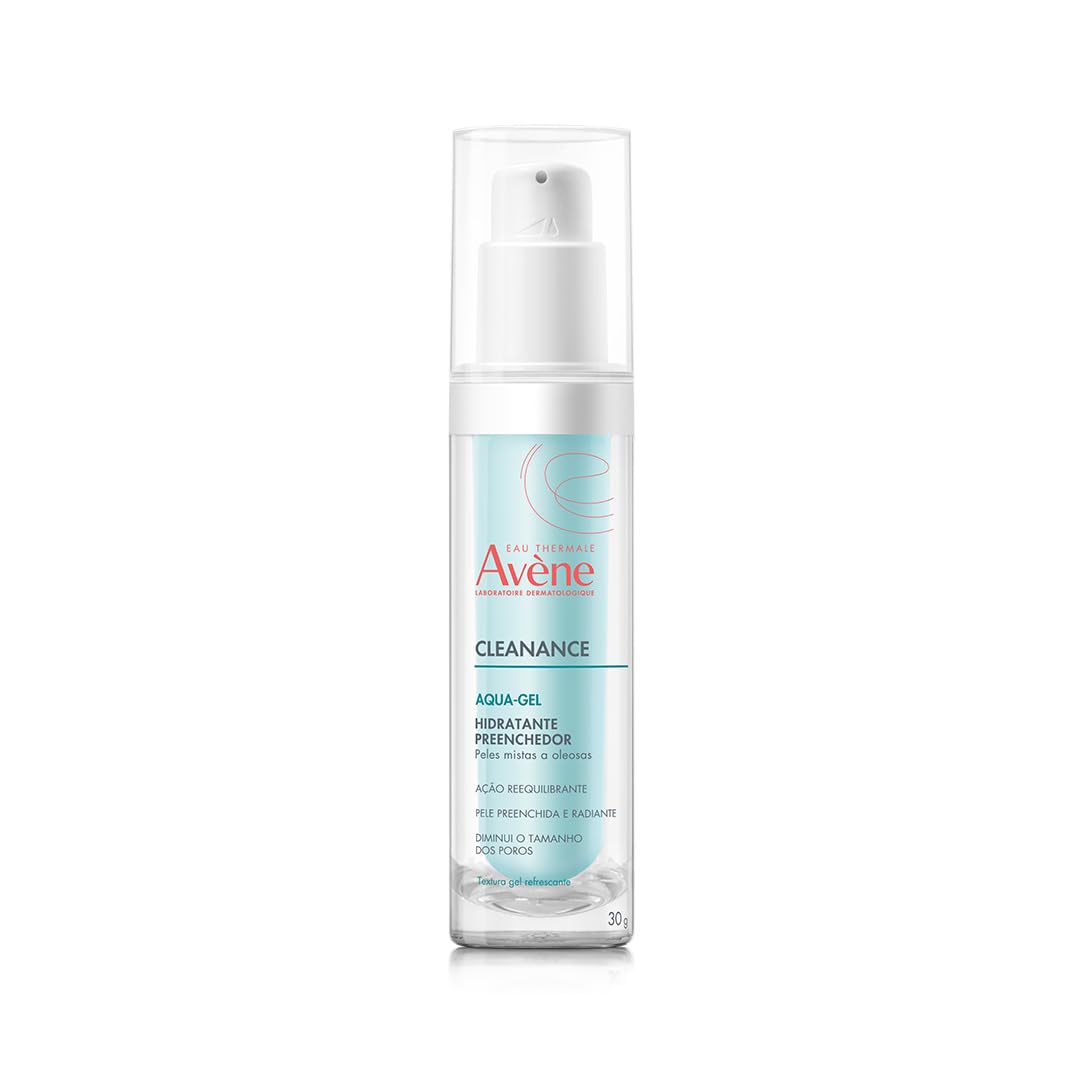 Avène Cleanance Aqua-Gel Hidratante Facial, Hidratante Facial com Niacinamida, P-Refinyl, Monolaurina e Água Termal Avène, Hidrata por 24h, Reduz Poros, Controla a Oleosidade e Uniformiza a Pele, 30g