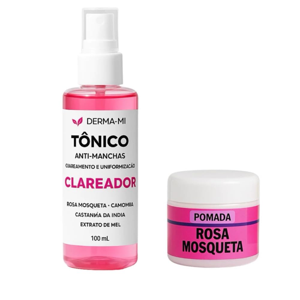 Kit Clareador Rosa Mosqueta Tônico + Pomada | Tratamento Anti-Manchas, Melasma e Uniformização da Pele